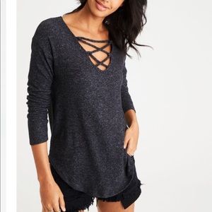 American eagle grey long sleeve shirt